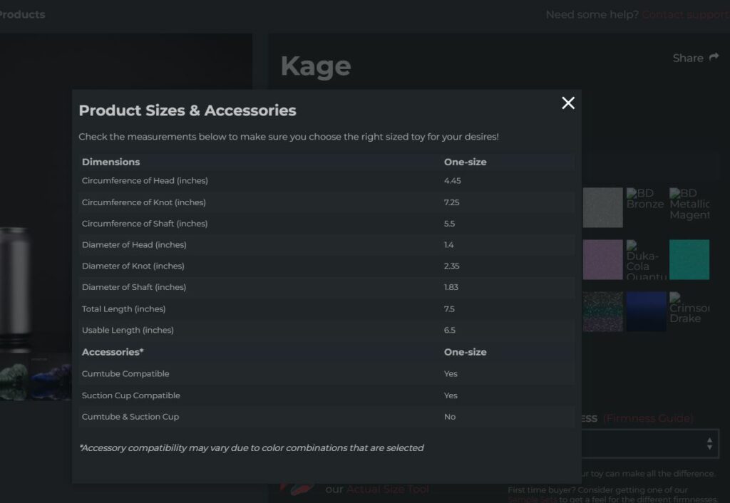 Bad Dragon Kage Dimensions