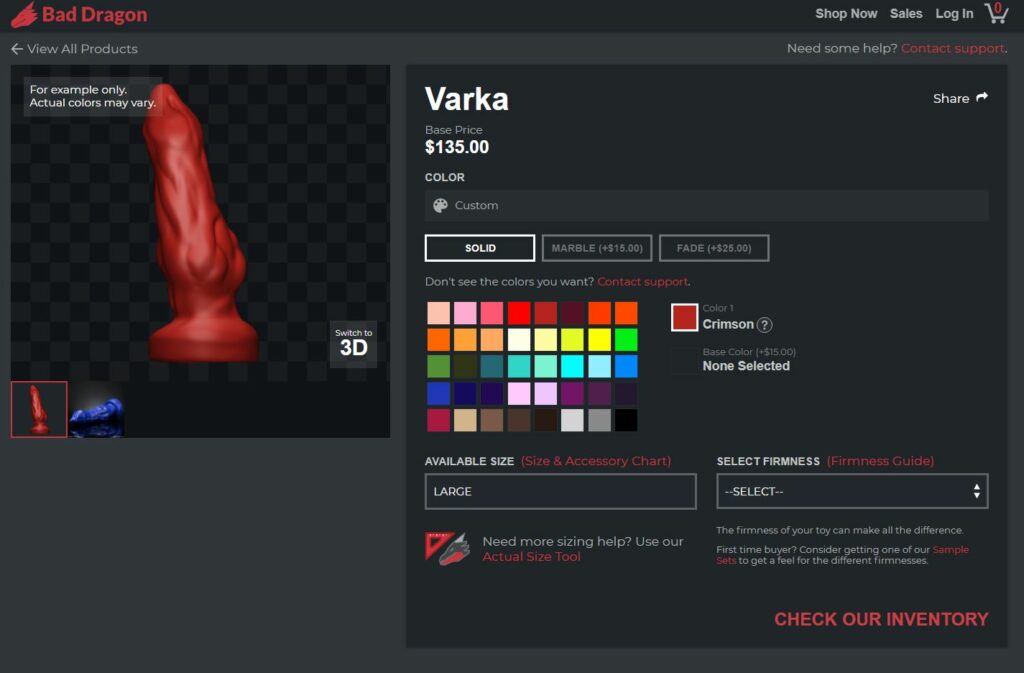 Bad Dragon Varka Product Page